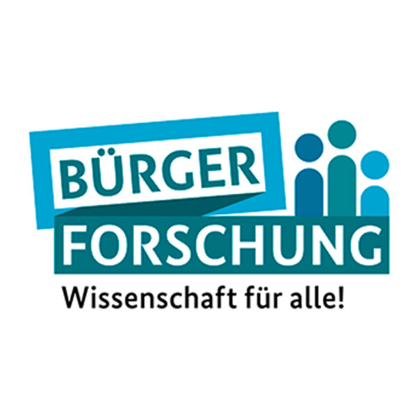 Logo Bürgerforschung: Schriftzug Bürgerforschung mit dem Untertitel "Wissenschaft für alle!"